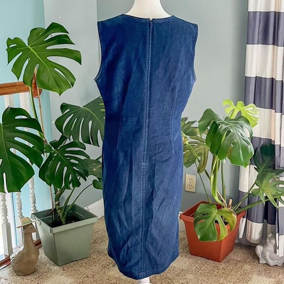 Vintage 90’s Expressions blue denim sleeveless dress with zipper closure size 10 - Picture 3 of 8